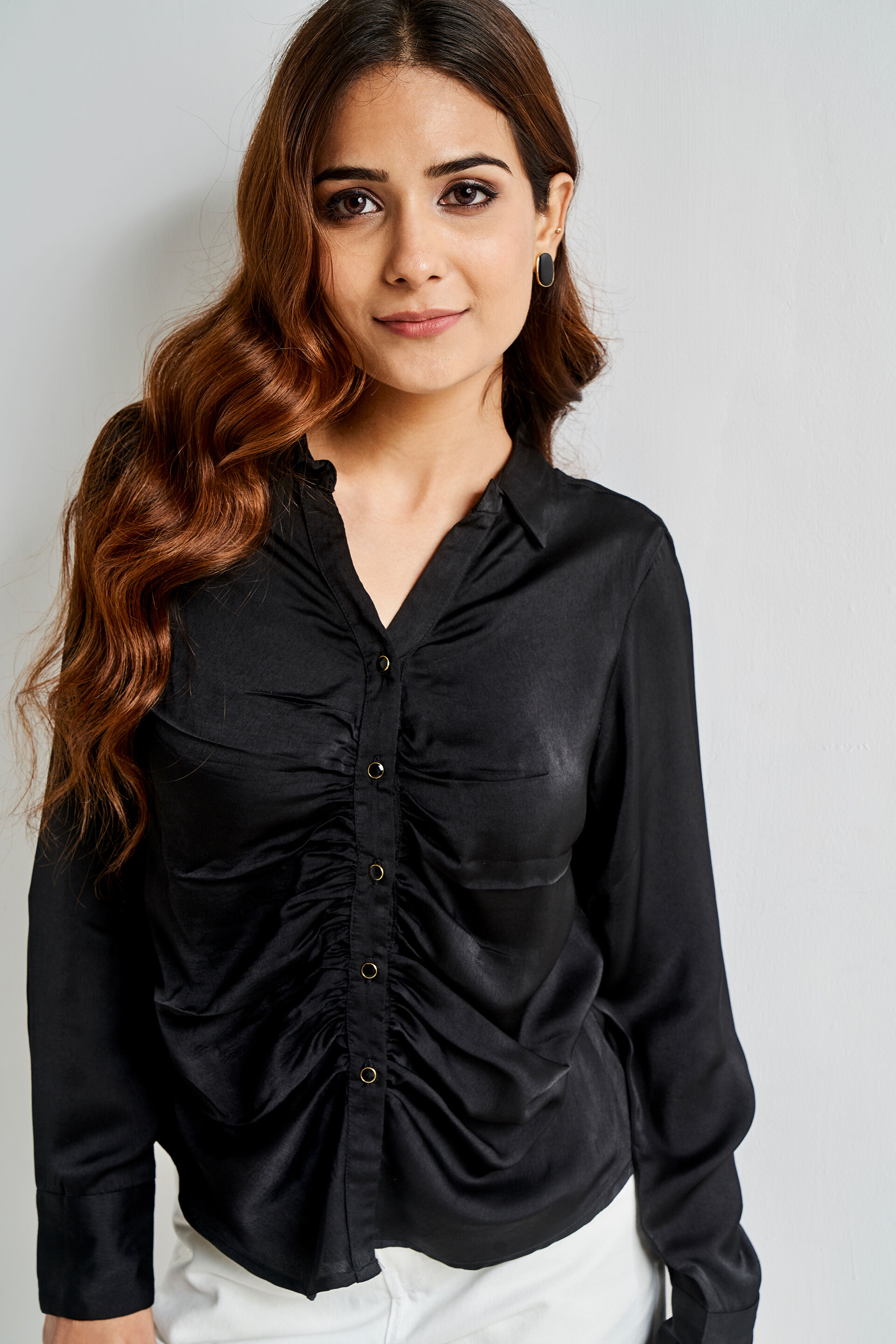 Black Solid Straight Top, Black, image 1